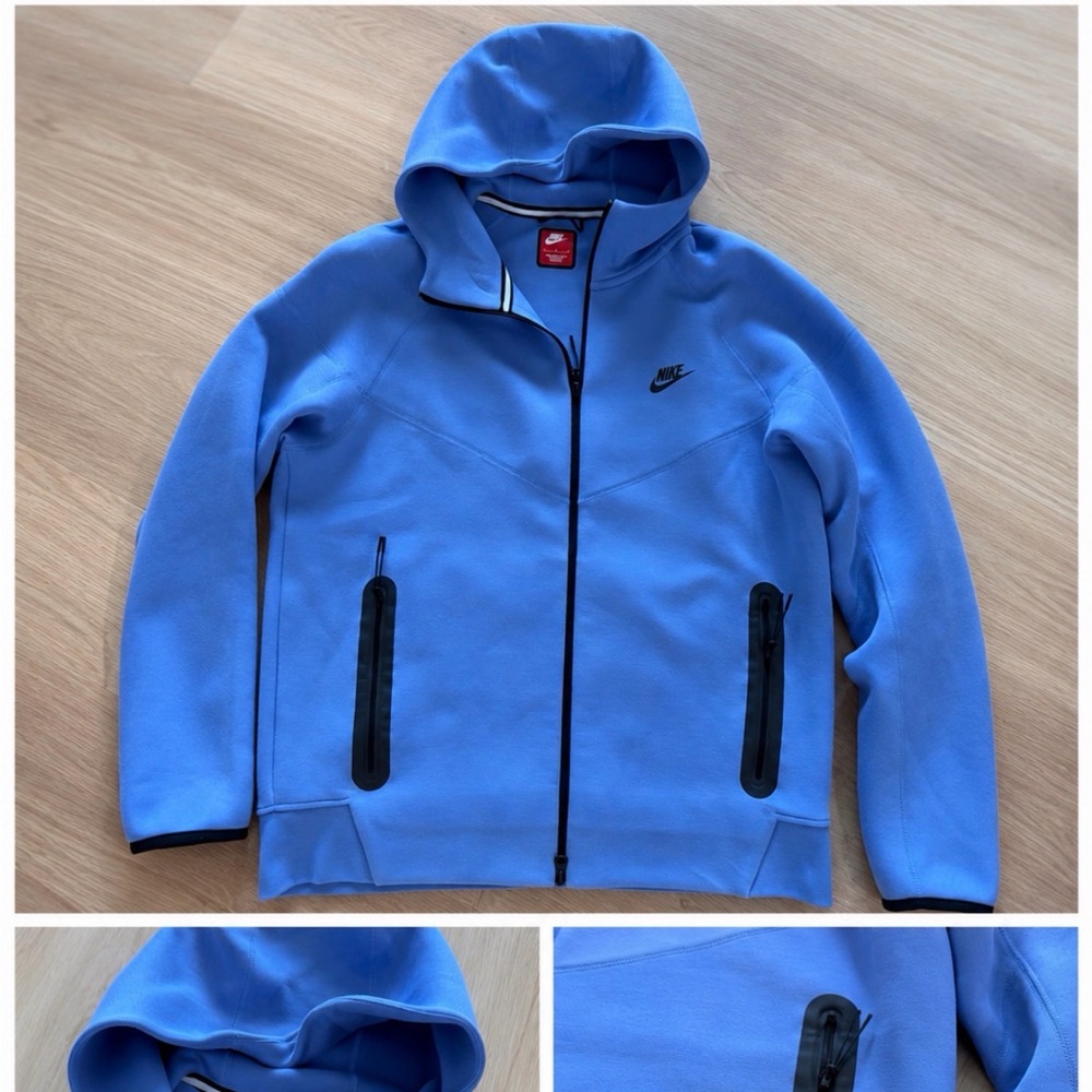 Nike Men's Light Blue Hooded Full-Zip Performance Jacket 🧥 tech hoodie size L